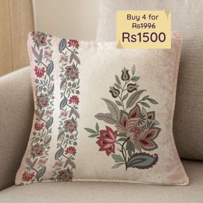 Chintz Mix Printed Velvet Cushion Cover | 16 x 16 inches
