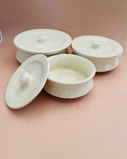 White Ceramic Casserole | Set Of 3