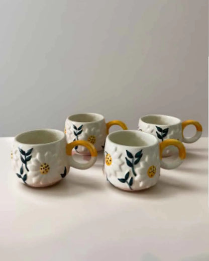 Beautiful Lilly Ceramic Mugs Set Of 4