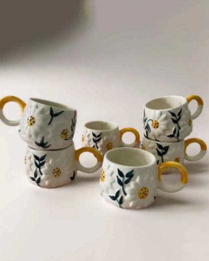 Beautiful Lilly Ceramic Mugs Set Of 6