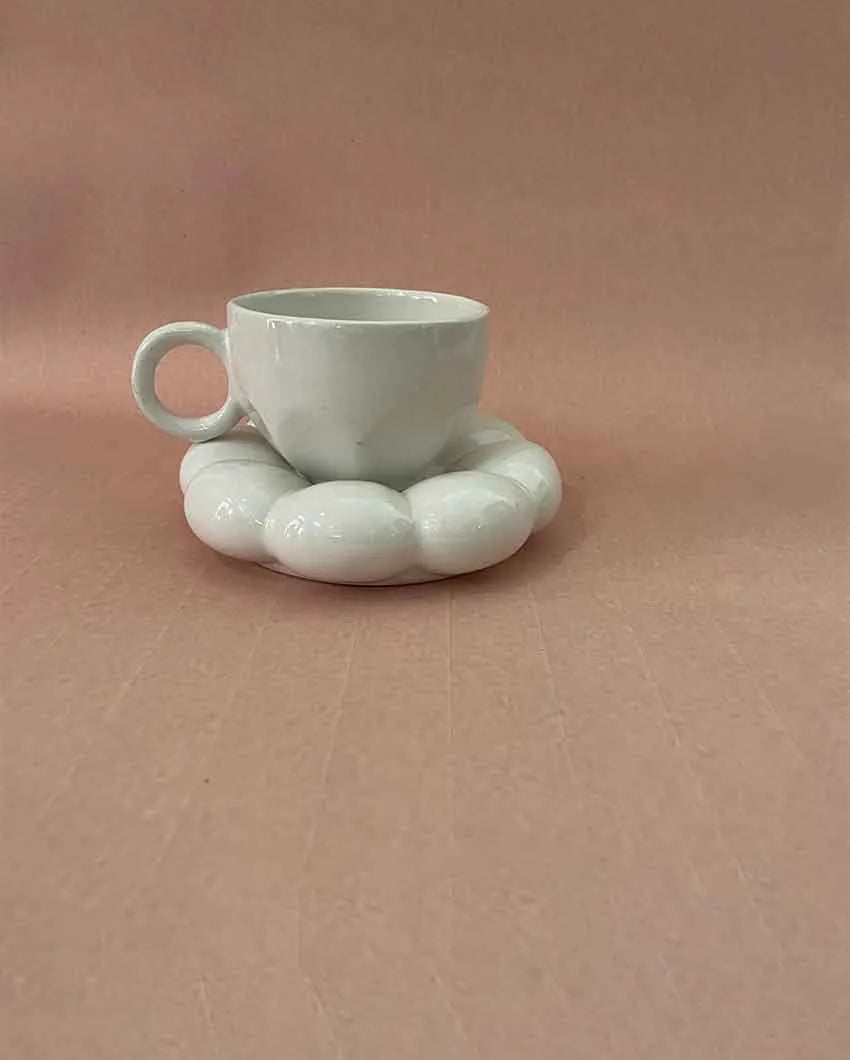 Blossom Ceramic Tea Cup & Saucer White