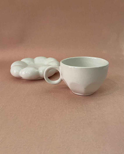 Blossom Ceramic Tea Cup & Saucer White