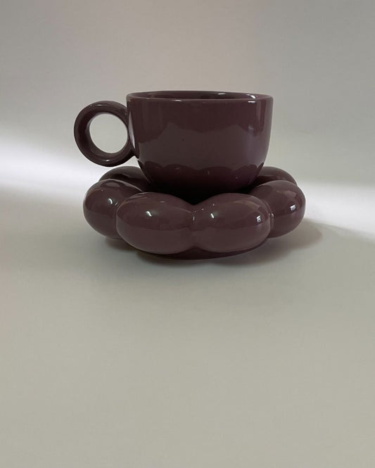 Blossom Ceramic Tea Cup & Saucer Purple