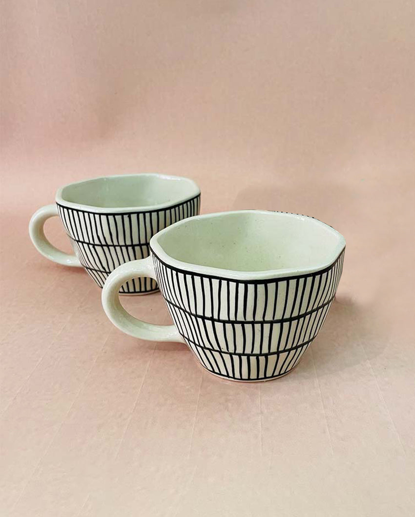 The Black Striped Ceramic Cup | 4 x 3 inches