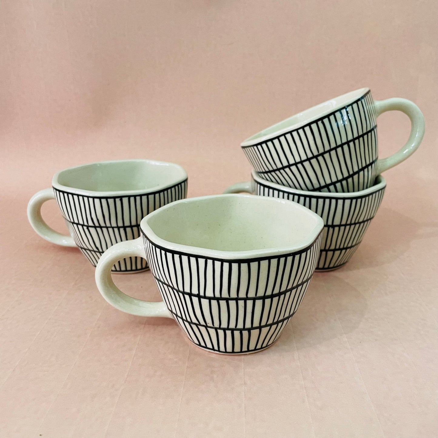 The Black Striped Ceramic Cup | 4 x 3 inches