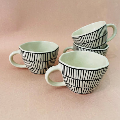 The Black Striped Ceramic Cup | 4 x 3 inches