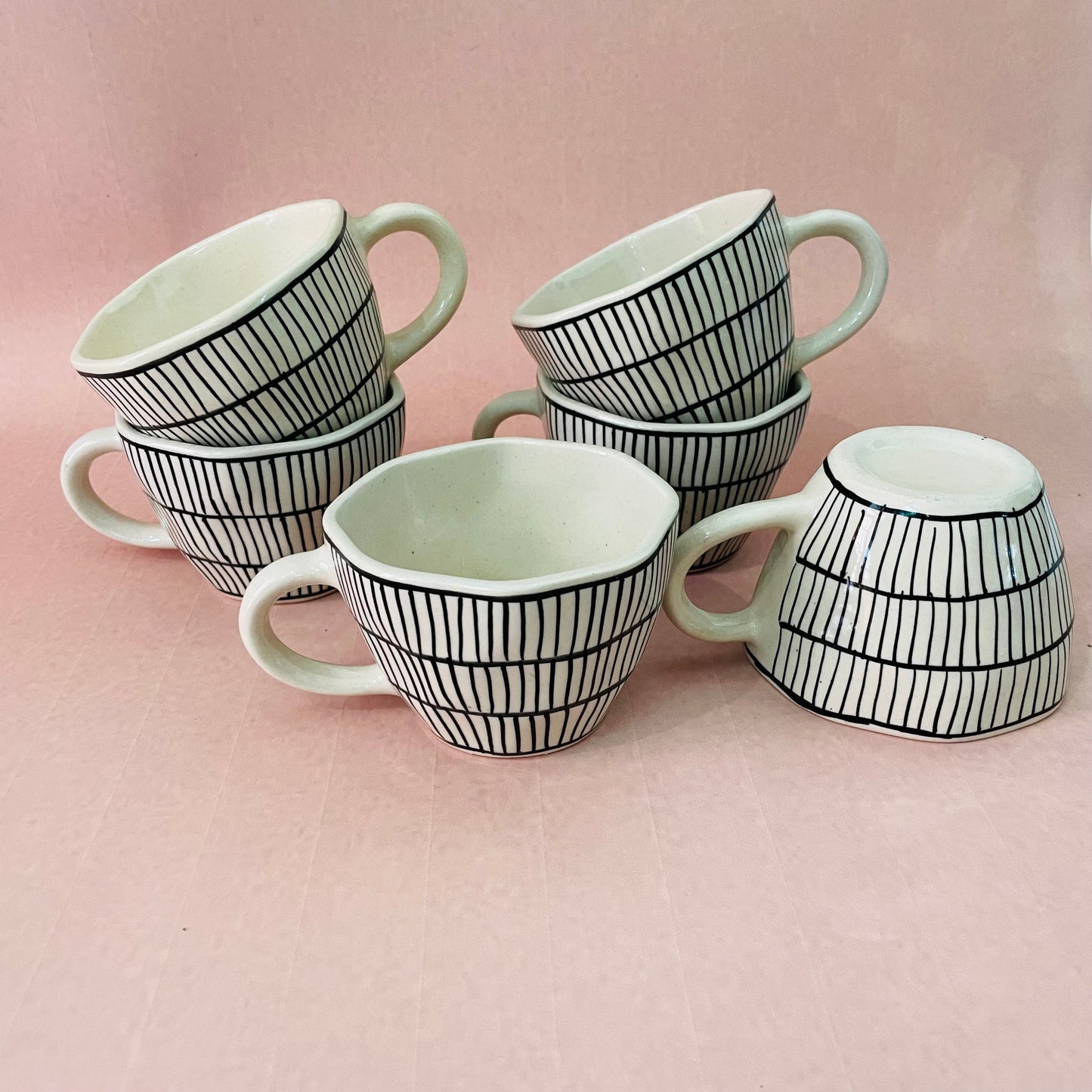 The Black Striped Ceramic Cup | 4 x 3 inches