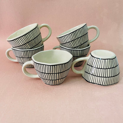 The Black Striped Ceramic Cup | 4 x 3 inches