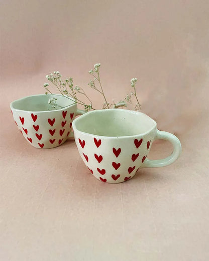 Heart T Ceramic Cups | 4 x 3 inches