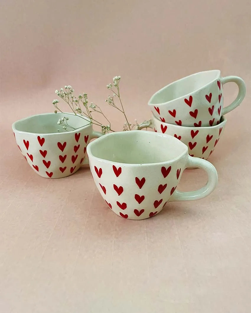 Heart Ceramic Tea Cups | 4 x 3 inches