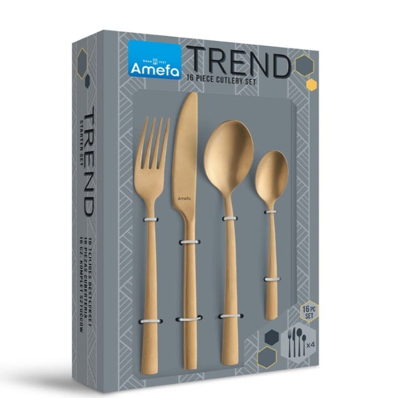 Gold Manille Stainless Steel Cutlery | Set of 16 Default Title