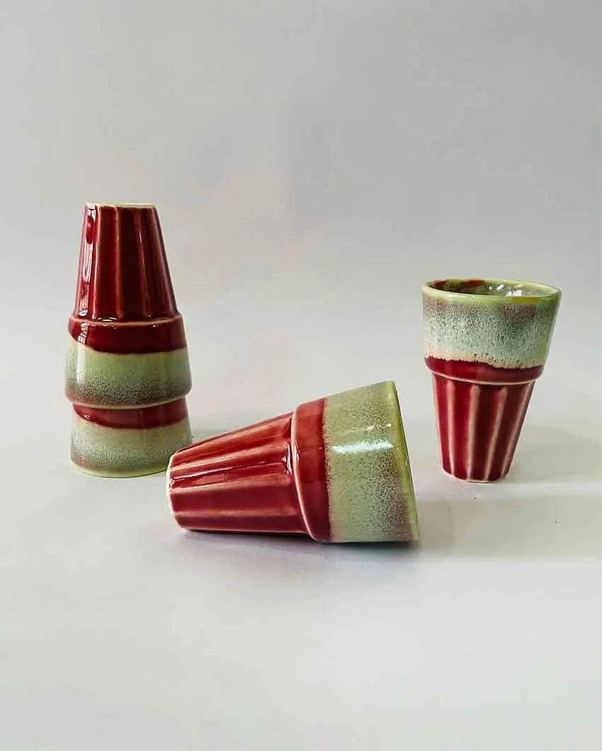 Red Ceramic Kulhads Set Of 4