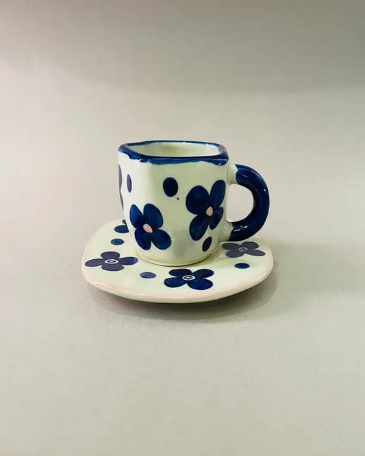Floral Design Ceramic Cup & Saucer
