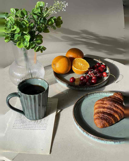 Heritage for Breakfast Ceramic Light and Deep Green Plates | Set of 3