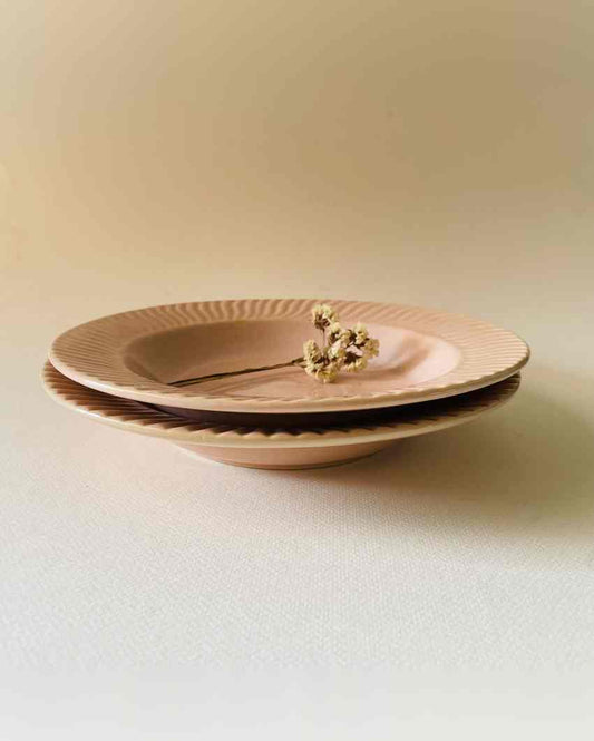 Delicate Ceramic Baby Pink Pasta Plates | Set of 2 | 9 x 9 inches