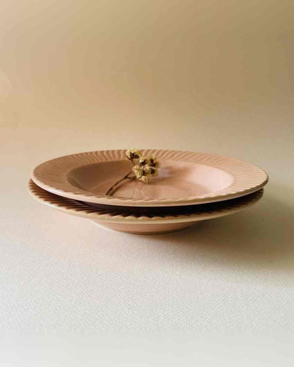 Delicate Ceramic Baby Pink Pasta Plates | Set of 2 | 9 x 9 inches