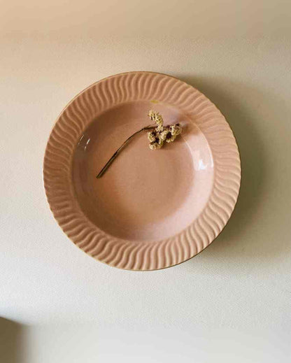 Delicate Ceramic Baby Pink Pasta Plates | Set of 2 | 9 x 9 inches