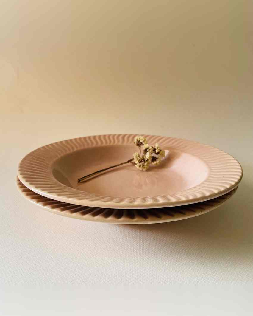 Delicate Ceramic Baby Pink Pasta Plates | Set of 2 | 9 x 9 inches