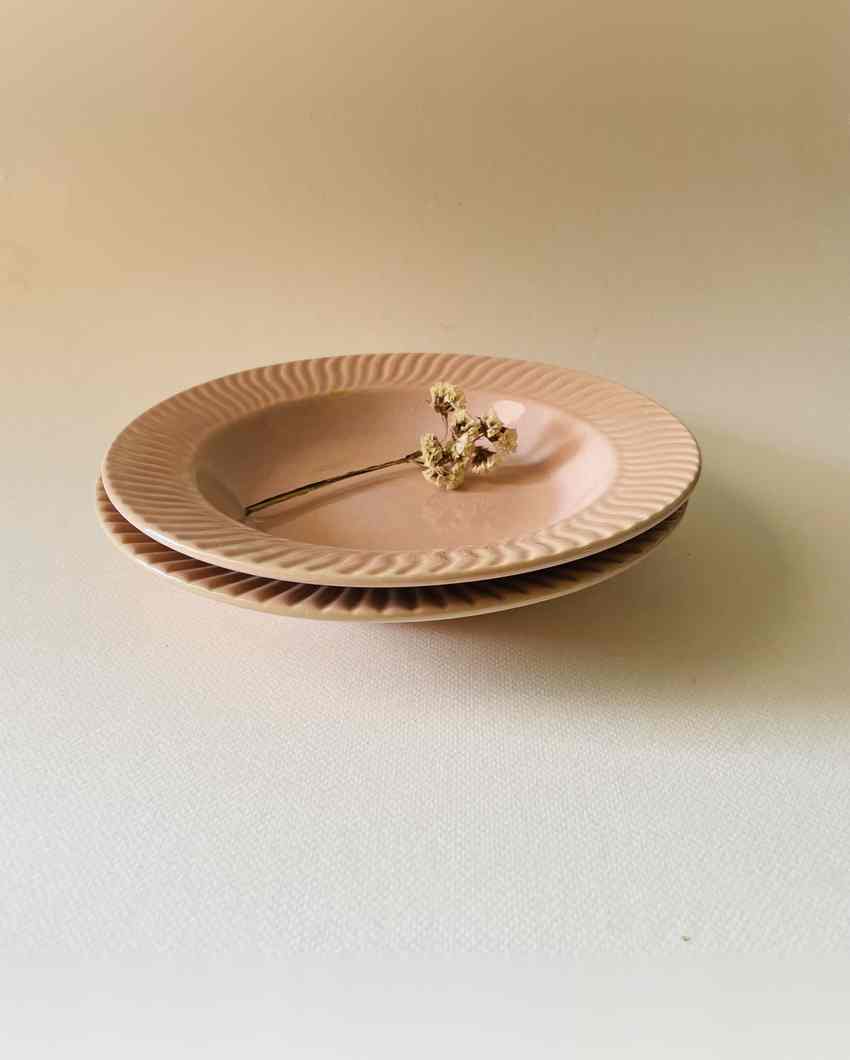 Delicate Ceramic Baby Pink Pasta Plates | Set of 2 | 9 x 9 inches