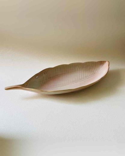 Charming Rose Leaf Platter Pink Singular Ceramic | 14 x 14 inches