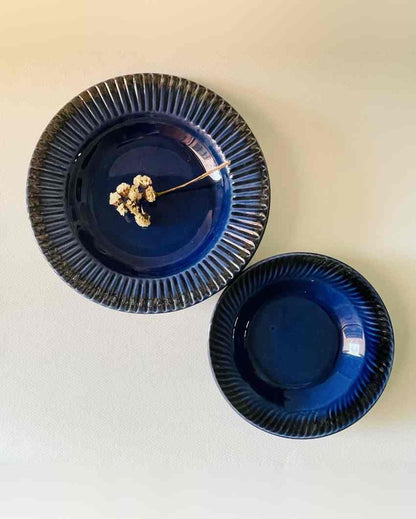 Nautical Deep Blue Pasta Familia Ceramic Plates | Set of 4