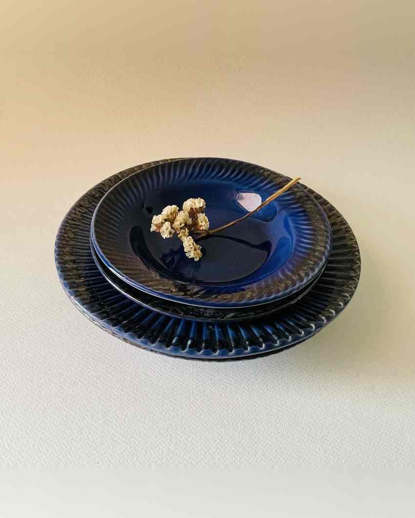 Nautical Deep Blue Pasta Familia Ceramic Plates | Set of 4