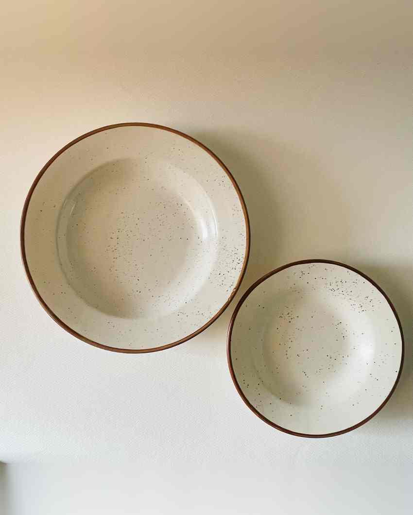 Autumn Brown and Cream Pasta Familia Ceramic Plates | Set of 4