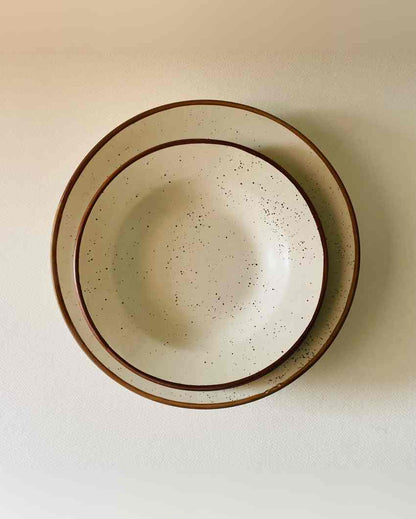 Autumn Brown and Cream Pasta Familia Ceramic Plates | Set of 4