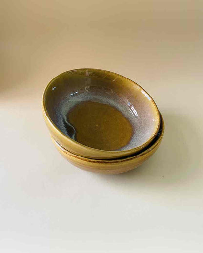 Sunny Mustard Ceramic Bowl | Set of 2 | 7 x 7 inches