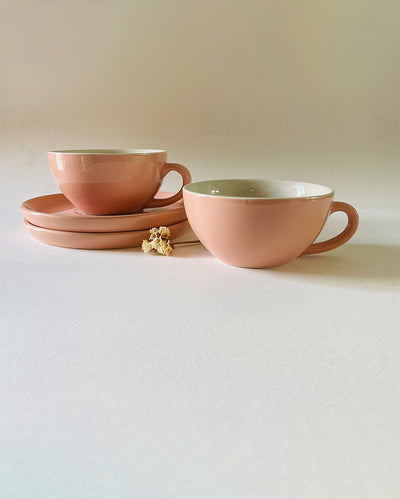 Ceramic Design Cappuccino Cups With Saucers | Set of 2