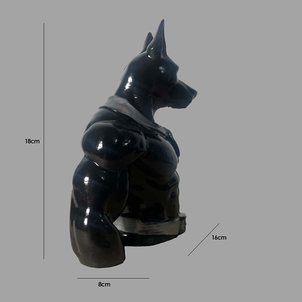 Egyptian Warrior Black Dog Statue Decor | 6 x 3 x 7 inches