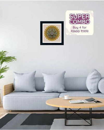 Daybreak Delight Mandala Poster Prints Acrylic Wall Art Frame | 12 x 12 inches