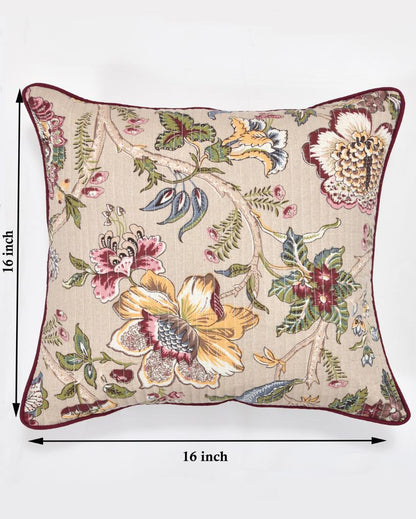 Multicolor Flowers Cotton Cushion Covers | Set of 2