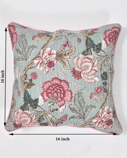 Pink Maroon Flowers Cotton Cushion Covers | Set of 2