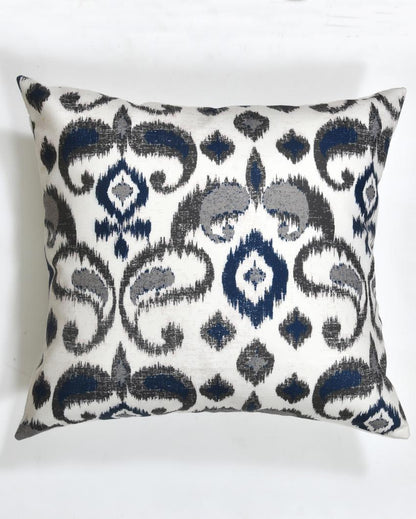 Blue Grey On White Cotton Cushion Covers | 16 x 16 inches