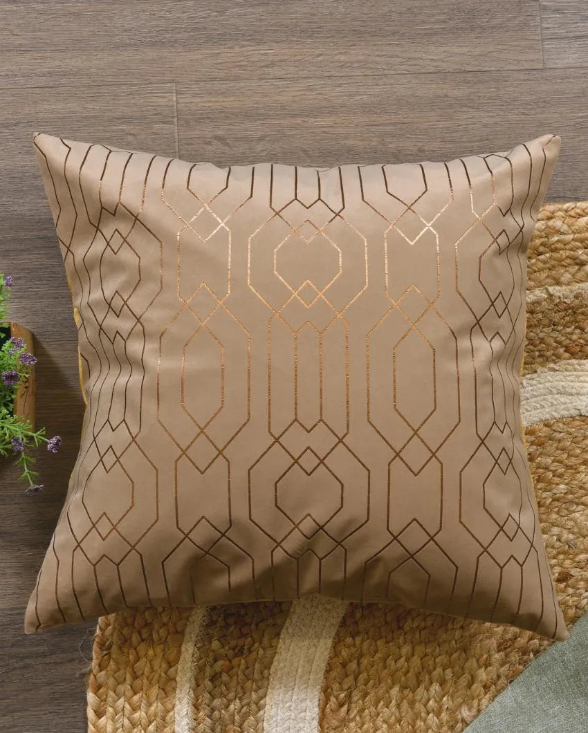 Golden On Taupe Velvet Cushion Covers | 16 x 16 inches