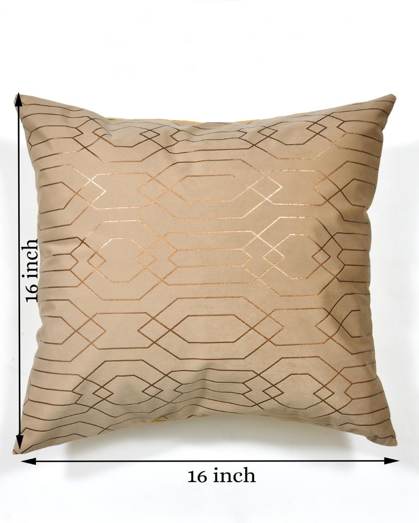 Golden On Taupe Velvet Cushion Covers | 16 x 16 inches