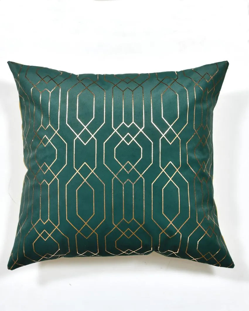 Golden On Green Velvet Cushion Covers | 16 x 16 inches