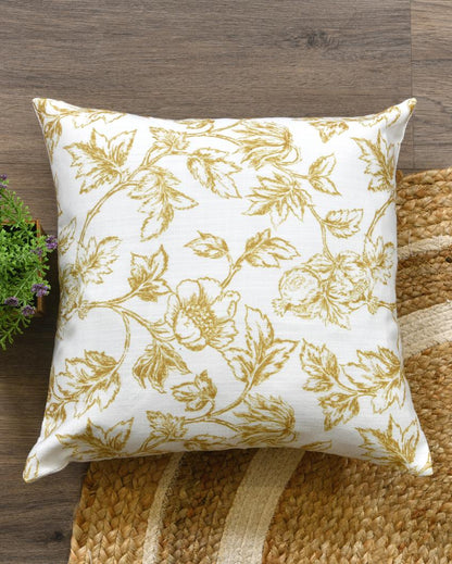 Yellow Flowers Cotton Cushion Covers | 16 x 16 inches