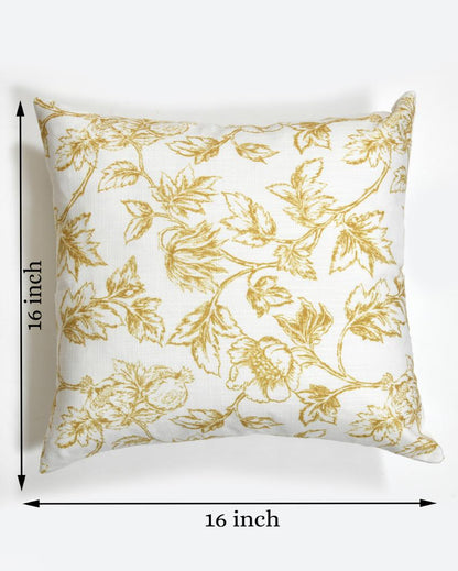 Yellow Flowers Cotton Cushion Covers | 16 x 16 inches