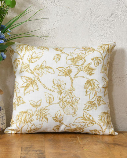 Yellow Flowers Cotton Cushion Covers | 16 x 16 inches