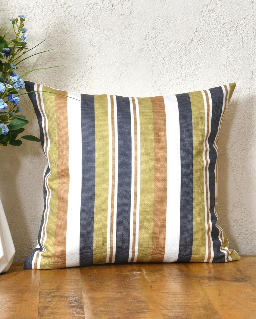 Multicolor Stripes Cotton Cushion Covers | Set of 2 | 16 x 16 inches