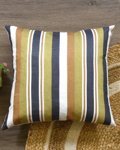 Multicolor Stripes Cotton Cushion Covers | Set of 2 | 16 x 16 inches