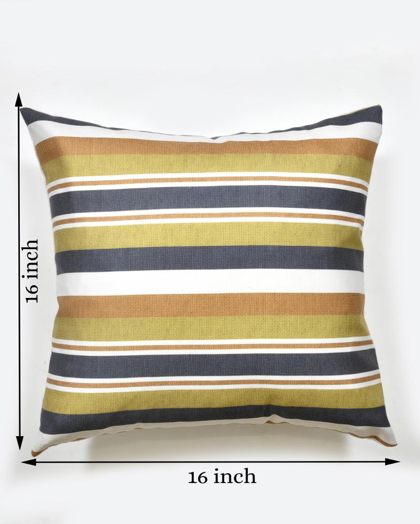 Multicolor Stripes Cotton Cushion Covers | Set of 2 | 16 x 16 inches