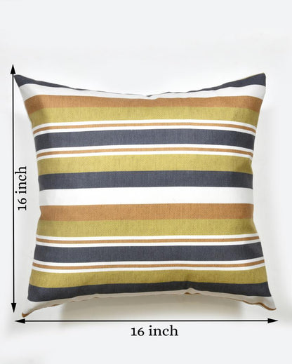 Multicolor Stripes Cotton Cushion Covers | Set of 2 | 16 x 16 inches