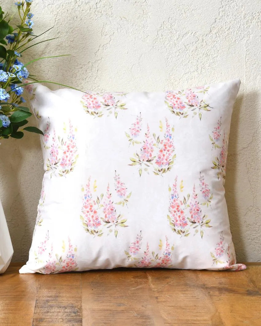 Pink Green Leaves Cotton Cushion Covers | Set of 2 | 16 x 16 inches