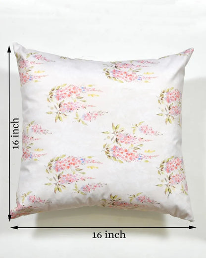 Pink Green Leaves Cotton Cushion Covers | Set of 2 | 16 x 16 inches