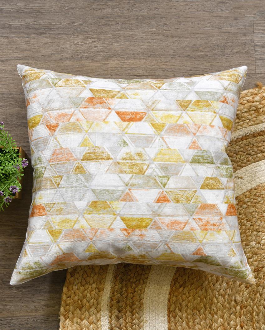 Multicolor Triangles Cotton Cushion Covers | Set of 2 | 16 x 16 inches
