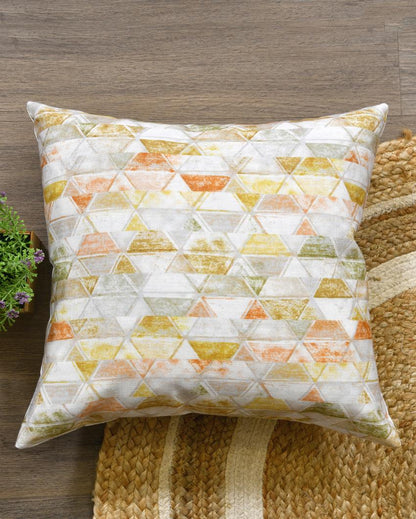 Multicolor Triangles Cotton Cushion Covers | Set of 2 | 16 x 16 inches