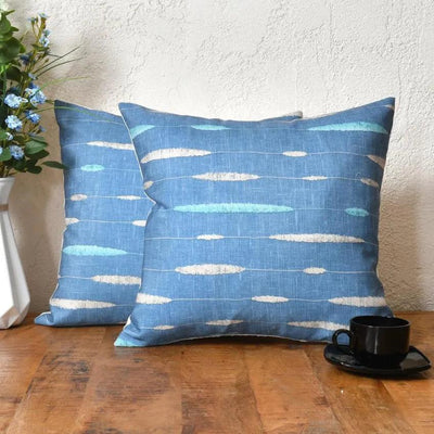 Denim Blue Cotton Cushion Covers | Set of 2 | 16 x 16 inches